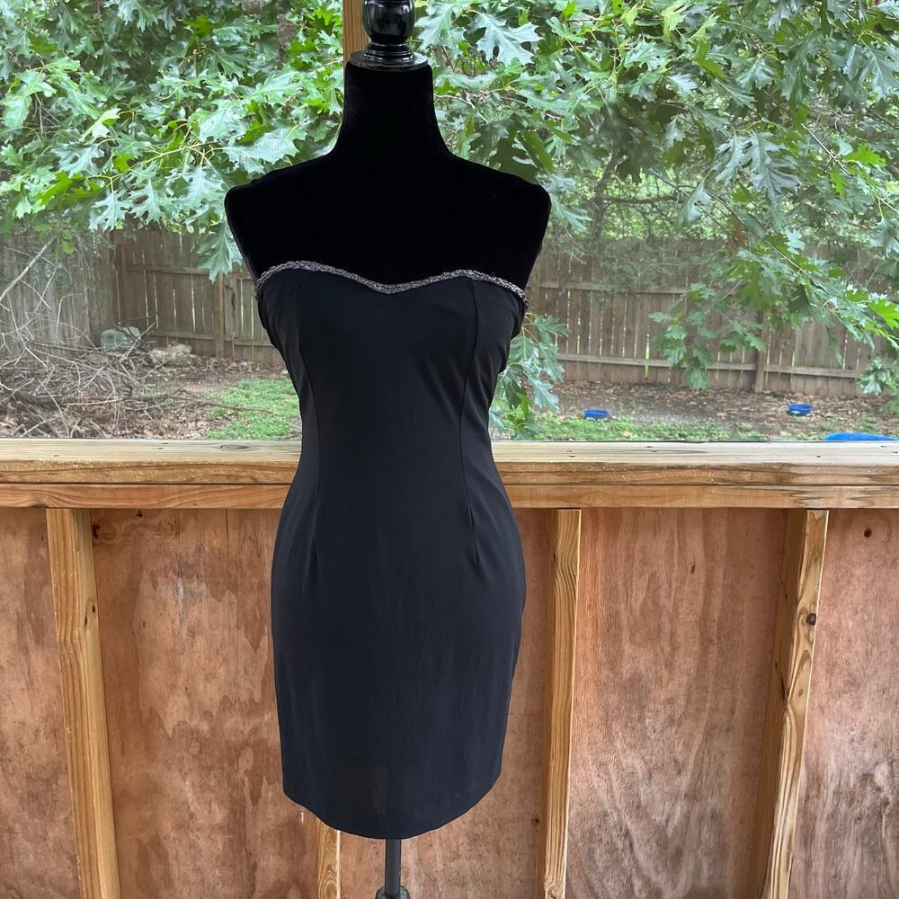 Mango MNG Women's Vintage Y2K Black Strapless Bodycon Dress Size S